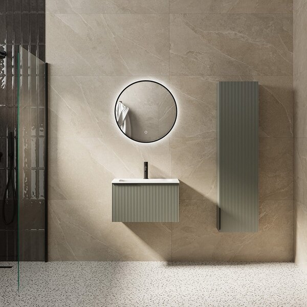 Mobile bagno sospeso 60 cm cannettato verde opaco | KAM-AR60-GREEN - KAMALU