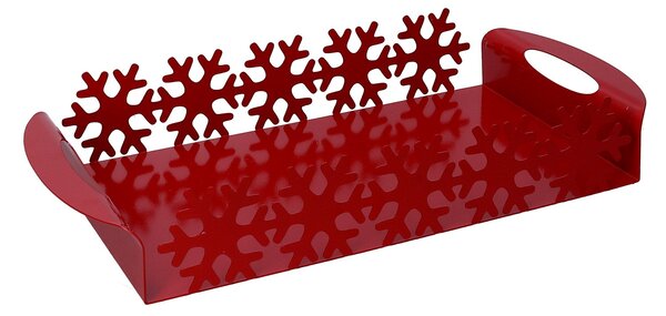 Vassoio in Metallo fiocco neve rosso rettangolare cm 41x20xh6,5