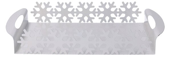 Vassoio in Metallo fiocco neve bianco rettangolare cm 41x20xh6,5