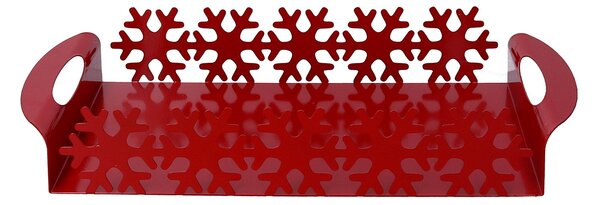 Vassoio in Metallo fiocco neve rosso rettangolare cm 41x20xh6,5
