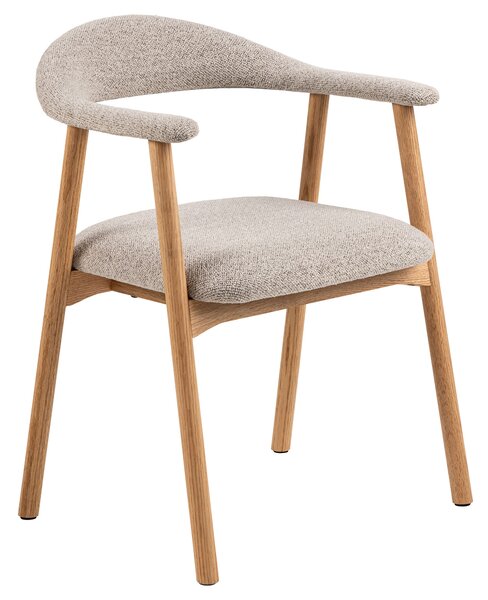 ADELE Beige Caffelatte (tessuto Monza 60)/telaio Rovere Naturale - SEDIA IN LEGNO BOUCLÉ PER SALONE CUCINA STILE RETRO