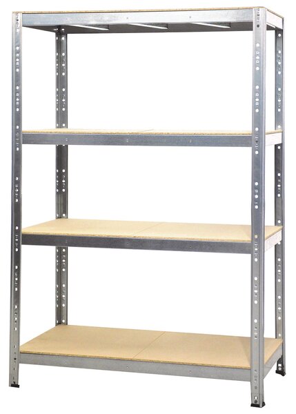 Scaffale in Metallo 4 Ripiani in Legno Truciolato 160x60x180 cm Zincato