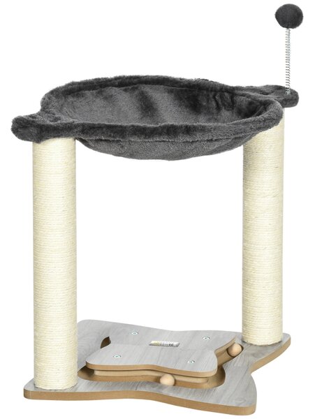 Tiragraffi per Gatti 53,55x53,5x66 cm con Amaca in Peluche Pali in Sisal Grigio