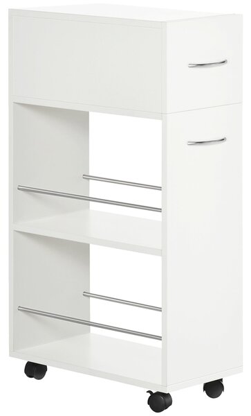 Carrello da Cucina con 2 Ripiani 25x50x85 cm in Truciolato e Acciaio Inox in Truciolato e Acciaio Inox
