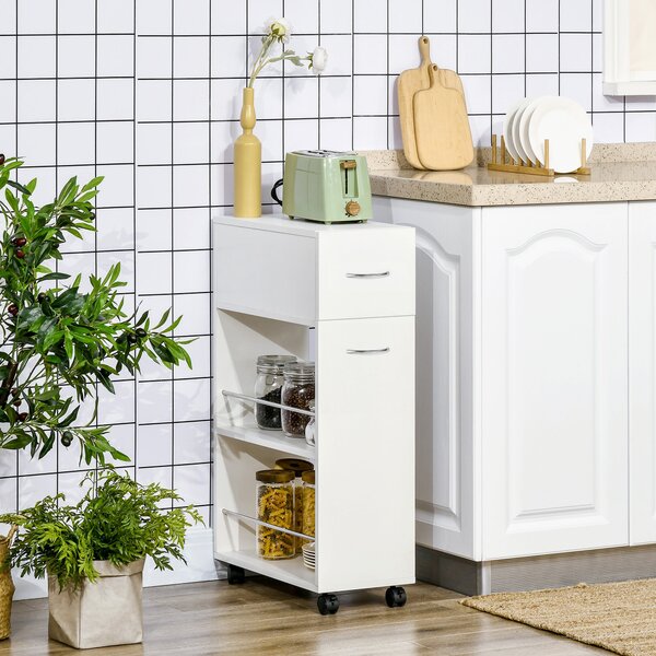 Carrello da Cucina con 2 Ripiani 25x50x85 cm in Truciolato e Acciaio Inox in Truciolato e Acciaio Inox