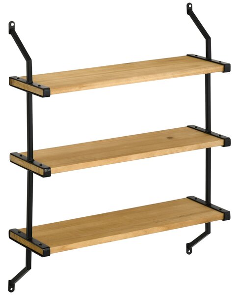 Libreria Moderna Sospesa a Scaletta 51x15x63,5 cm in Legno Naturale e Metallo