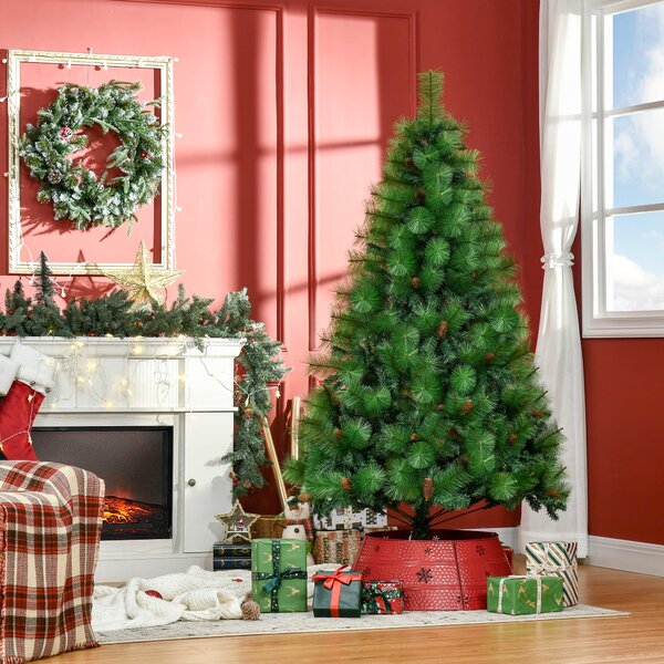 Albero di Natale Artificiale H180 cm 782 Rami con Decori e Base in Metallo Verde