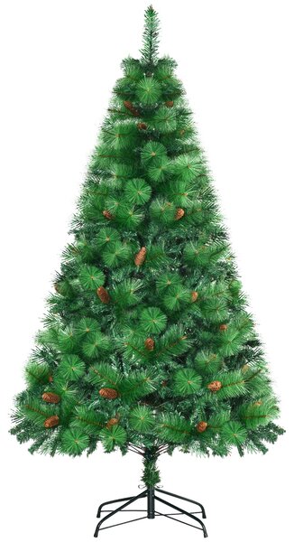 Albero di Natale Artificiale H180 cm 782 Rami con Decori e Base in Metallo Verde