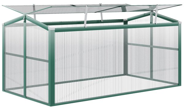 Serra da Giardino Tetto Regolabile 130x70x61 cm in Policarbonato e Alluminio Verde e Trasparente
