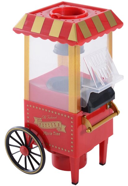 Macchina per Pop Corn 1200W Stile Retro 22x19x39 cm con Vaschetta in Alluminio Rosso