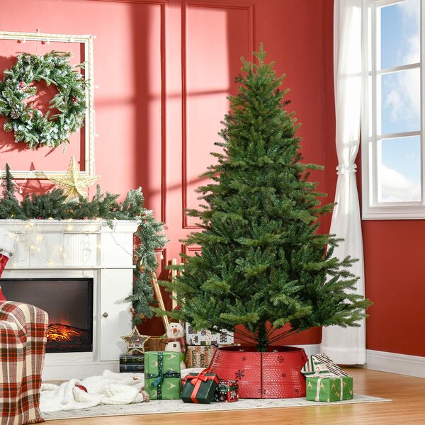 Albero di Natale Artificiale H180 cm 1443 Rami con Decori e Base in Metallo Verde