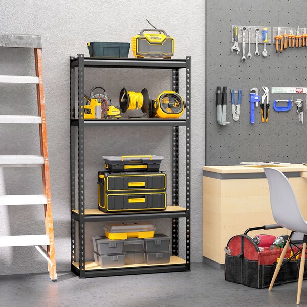 Scaffalatura 4 Ripiani 81,3x30x152,4 cm con Ripiani e Regolabili in MDF e Acciaio