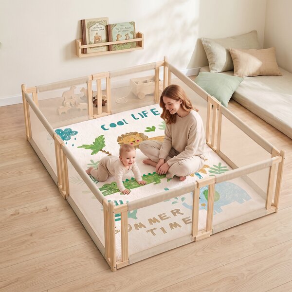 AIYAPLAY Tappeto Gioco Neonato, Antiscivolo e Impermeabile, 150x200 cm, Motivo Animali, 0-3 Anni, Facile Pulizia | Aosom Italy