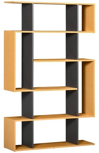 Libreria Moderna a 5 Livelli 13 Ripiani 95x25x150,5 cm in Truciolato Grigia e Color Legno