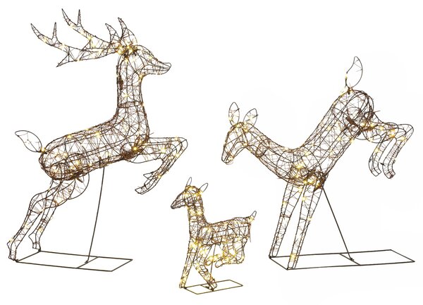 Outsunny Set 3 Renne Natale Luminose da Esterno 120cm, 200 LED Bianco Caldo, 8 Modalità di Illuminazione, Timer, Marrone | Aosom Italy