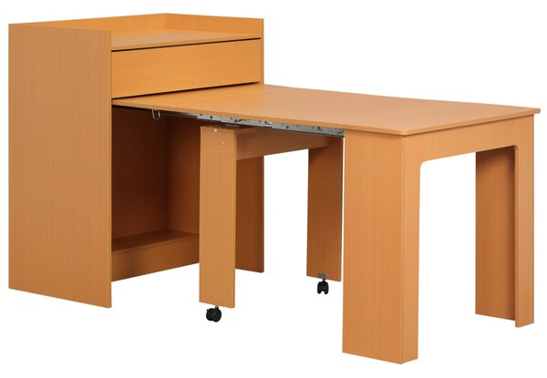Tavolo Pieghevole da Pranzo 5 Persone 84x180x100 cm in Truciolato e Acciaio color Legno