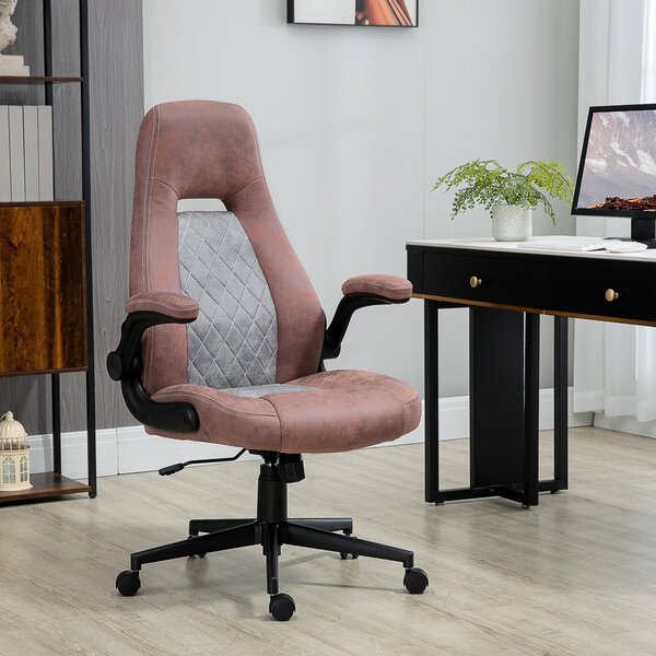 Sedia da Ufficio 67x70x114-124 cm in Tessuto in Microfibra Rosso e Grigio Chiaro