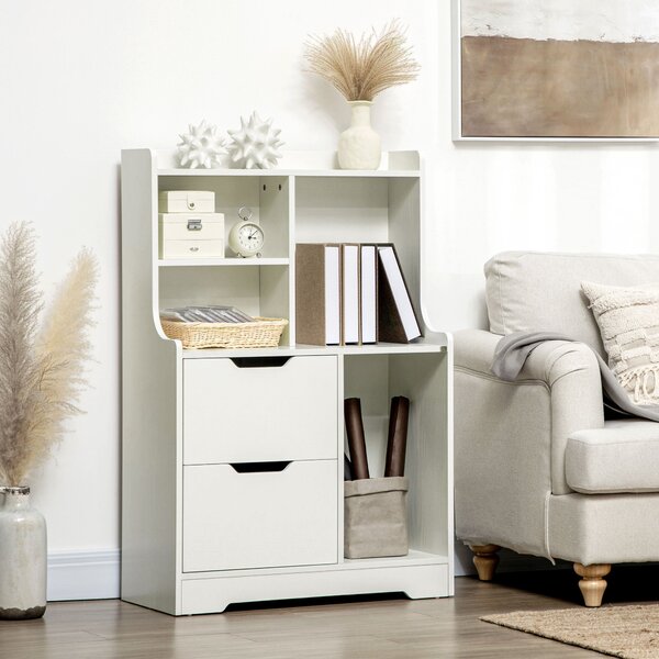 Mobile Dispensa 2 Cassetti e Ripiani 73x35x110 cm in MDF Bianco