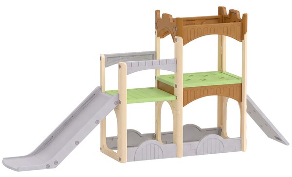 AIYAPLAY 5 in 1 Scivolo per Bambini 3-6 Anni in HDPE con Arrampicata, Passaggio, Tunnel, Vano Contenitore, Multicolore | Aosom Italy