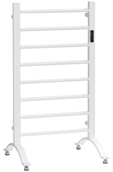 Scaldasalviette Elettrico 8 Barre 50x45x80 cm in Acciaio al Carbonio Bianco