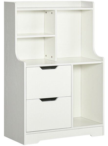 Mobile Dispensa 2 Cassetti e Ripiani 73x35x110 cm in MDF Bianco