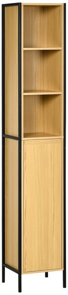 Mobile da Bagno a 3 Livelli con Torre per Asciugamani 30x28x168 cm in Truciolato e Acciaio Nero