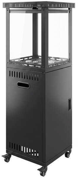 Outsunny Stufa A Gas da Esterno 13kW Con Ruote e Pietre, Nera | Aosom Italy