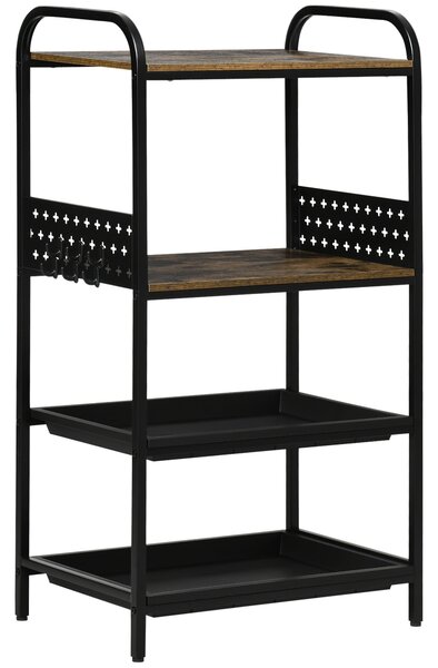 Mobile Cucina 4 Ripiani 60x40x112 cm in MDF e Acciaio Marrone