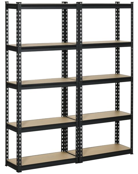 Set 2 Scaffalatura 5 Ripiani in MDF 70x30x167,5 cm Struttura in Acciaio Nero