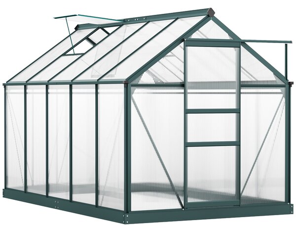 Serra da Giardino 190x312x201 cm con Finestra e Porta Scorrevole Struttura in Alluminio Verde