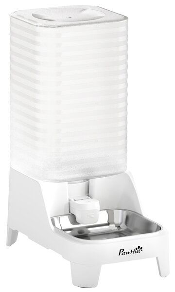 Distributore di Acqua per Gatti e Cani Automatico a Gravità 8 L 19,3x32,8x43,4 cm con Ciotola in Acciaio Inox e ABS Bianco