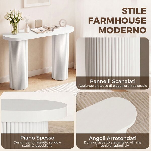 HOMCOM Consolle Moderna Stretta con Vano Nascosto 103 cm Bianco | Aosom Italy