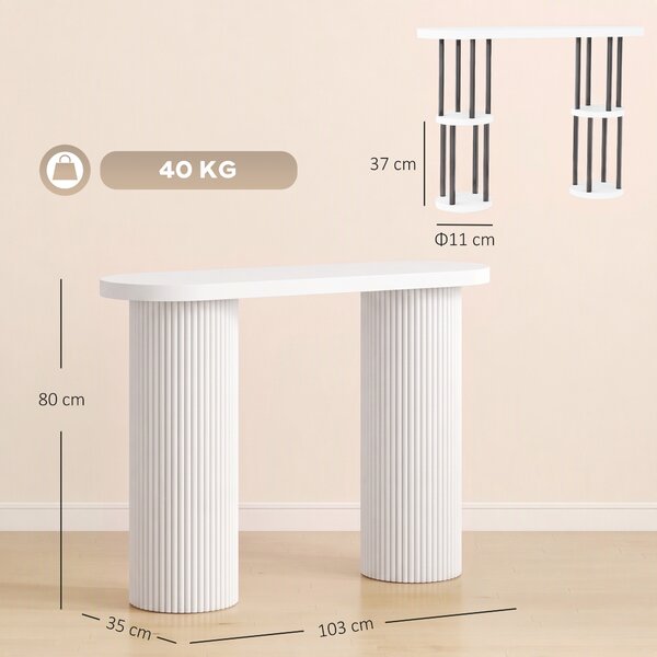 HOMCOM Consolle Moderna Stretta con Vano Nascosto 103 cm Bianco | Aosom Italy