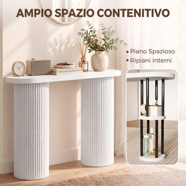 HOMCOM Consolle Moderna Stretta con Vano Nascosto 103 cm Bianco | Aosom Italy