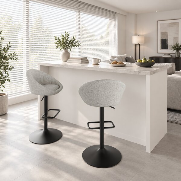 HOMCOM Set 2 Sgabelli da Bar con Altezza Regolabile, Seduta Girevole in Tessuto e Poggiapiedi, Grigio | Aosom Italy