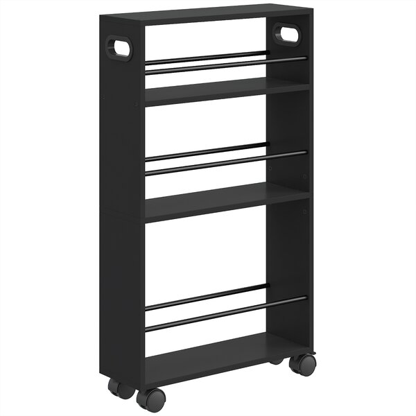 HOMCOM Carrello Portaoggetti 3 Ripiani Con Ruote In Metallo Nero | Aosom Italy