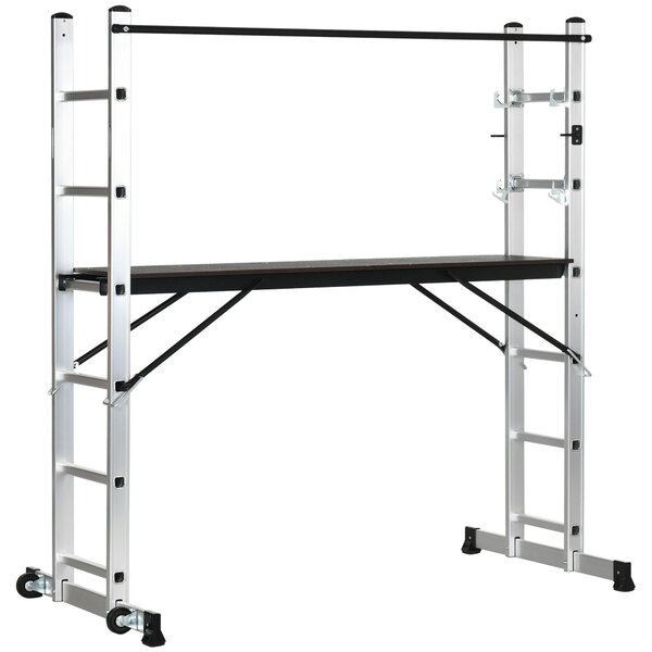 Trabattello Scala 3 in 1 ad Altezza Regolabile Max 150 Kg in Lega di Alluminio