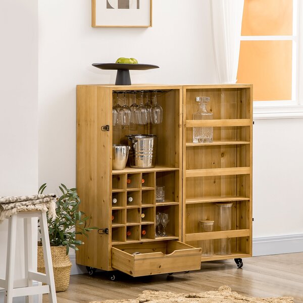 Portabottiglie 14 Bottiglie con Cassetto 50,8x50,8x111 cm in Legno e Metallo Marrone Scuro