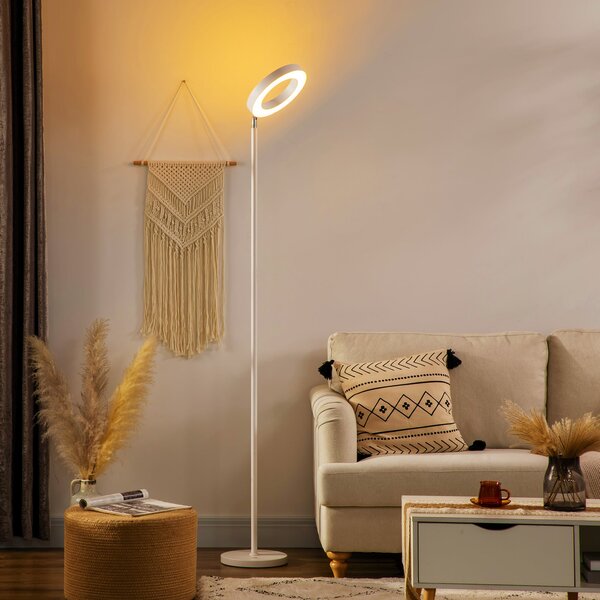 Lampada da Terra a LED compatibile Alexa e Google Home Ø25x168 cm in Acciaio Bianca