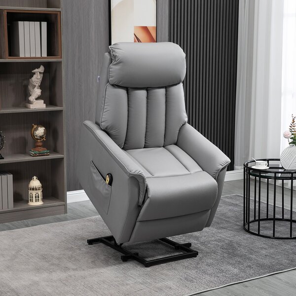 Poltrona Alzapersona Elettrica 80x94x104 cm in Similpelle Grigio