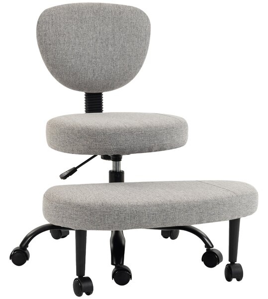 HOMCOM Sedia da Ufficio Ergonomica, Gambe Incrociate, Rotazione 360° con Ruote, Grigio Chiaro | Aosom Italy