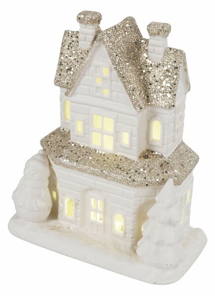 Casetta porta Candela Tealight 12x7x14 cm in Stoneware con Led