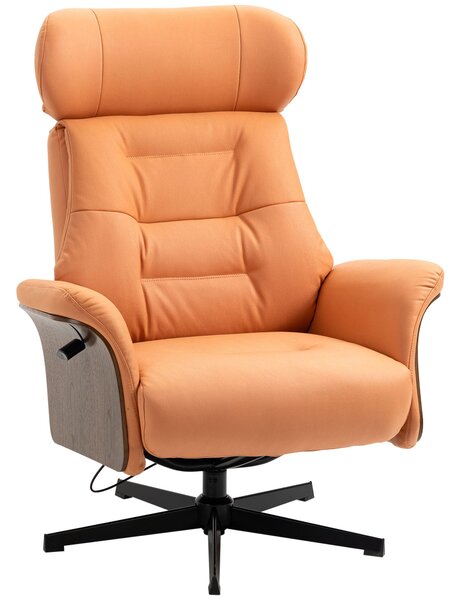 Poltrona Reclinabile e Girevole 80x84x104 cm in Microfibra Arancione