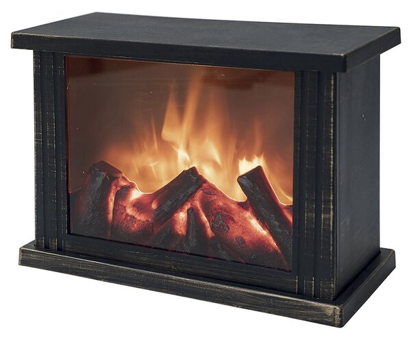 Camino Decorativo 27,5x11,5x20 cm in Plastica Nero