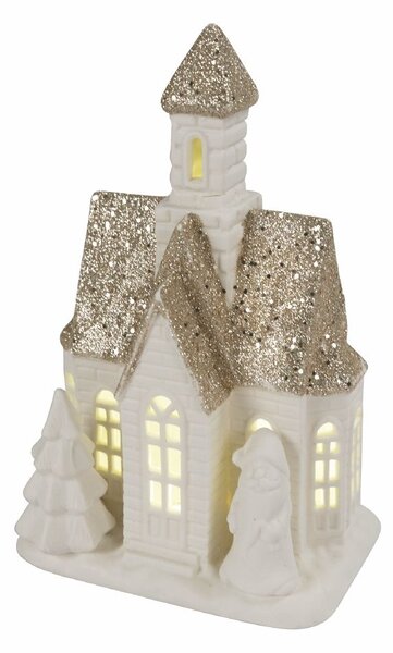Casetta porta Candela Tealight 11x6,8x17 cm in Stoneware con Led