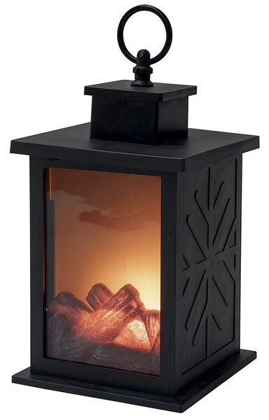 Lanterna Decorativa 12x12x16,5 cm Effetto Fiamma Nera