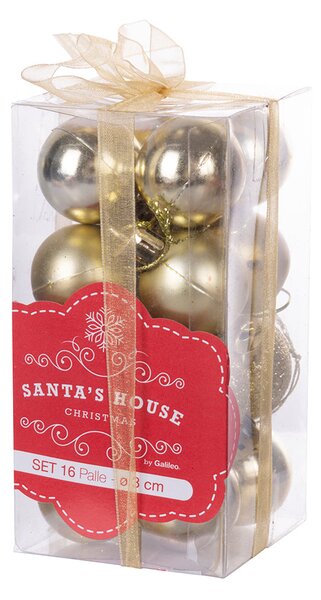 Set 16 Palle di Natale Ø3 cm in Plastica Oro