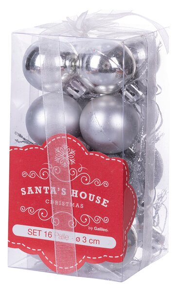 Set 16 Palle di Natale Ø3 cm in Plastica Argento