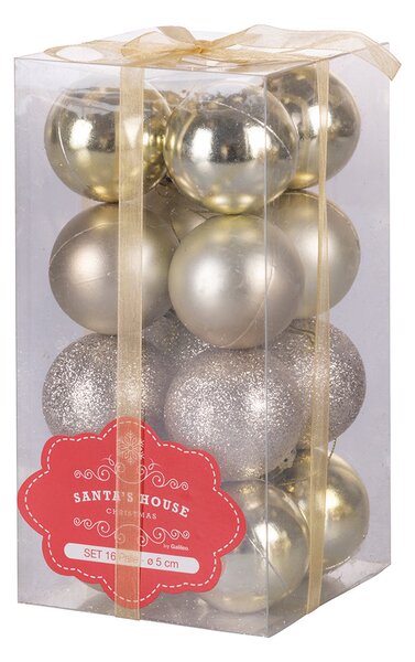 Set 16 Palle di Natale Ø5 cm in Plastica Champagne