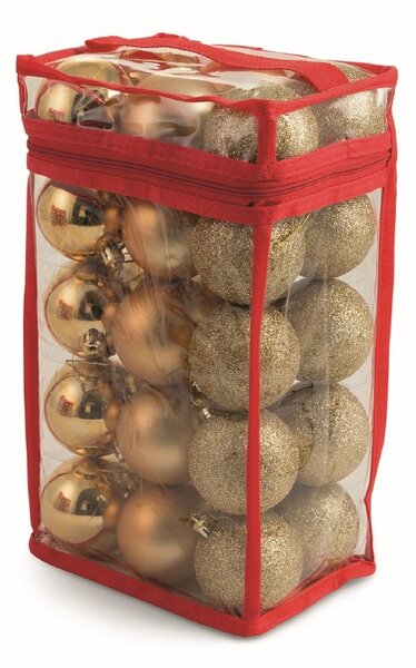 Set 30 Palle di Natale Ø6 cm in Plastica con Borsa Oro